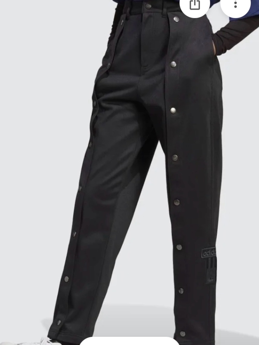 adidas Black Snap-Button Joggers with Logo